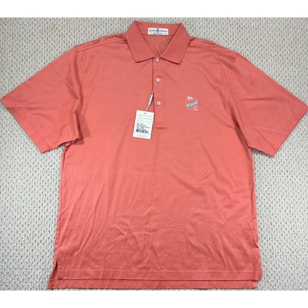 Fairway & Greene Polo Mens L Salmon Red Kiawah Jacquard Short Sleeve Golf Shirt
